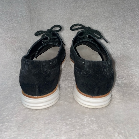 Cole Haan Lunargrand Oxford Suede Black White Wingtip Women's US 7.5B - Picture 7 of 9